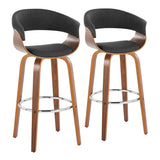 Vintage Mod - Mid Century Modern Fixed Height Barstool With Swivel With Round Footrest (Set of 2) - Furniture Home Direct
