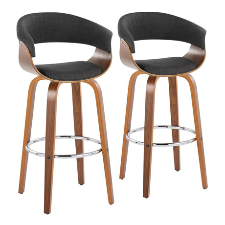 Vintage Mod - Mid Century Modern Fixed Height Barstool With Swivel With Round Footrest (Set of 2) - Furniture Home Direct