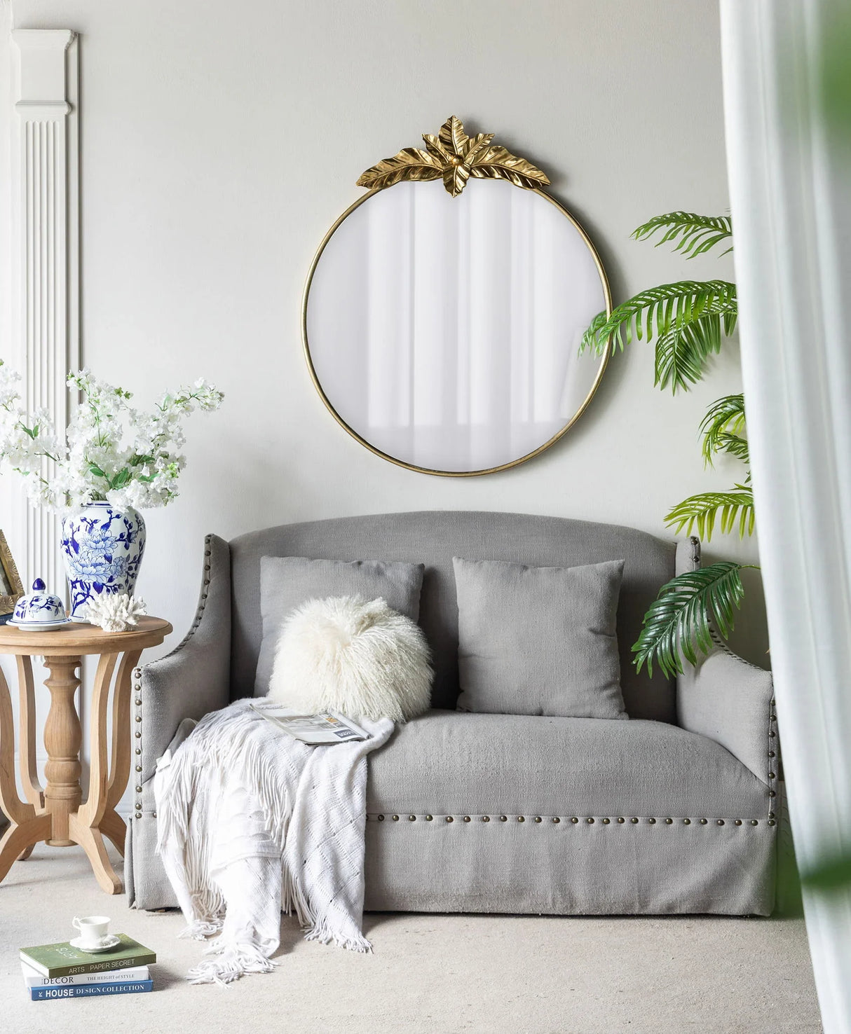 Large Round Wall Mirror With Metal Frame, Circle Accent Mirror For Living Room Bedroom Entryway - Gold - Furniture Home Direct