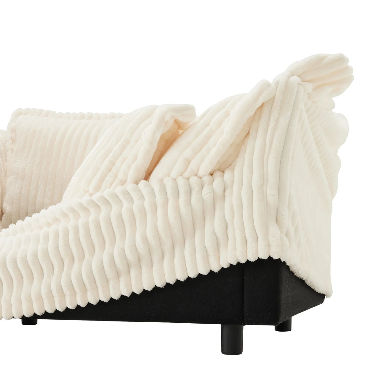 Corduroy Long Stationary Sofa - Cream - Furniture Home Direct