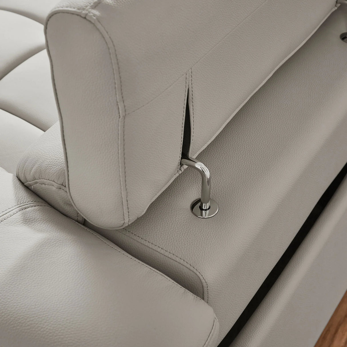 Leather Reclining Sectional with USB Port - Light Gray - Furniture Home Direct