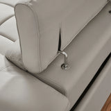 Leather Reclining Sectional with USB Port - Light Gray - Furniture Home Direct