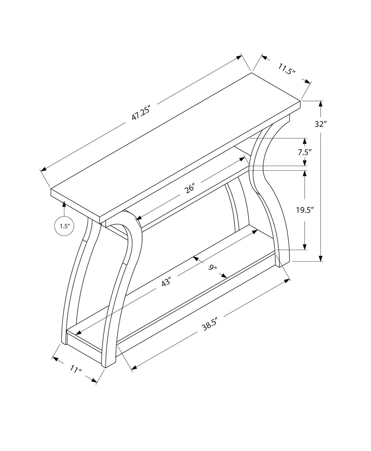 Accent Console Table For Entryway, Unique Curved Design - Furniture Home Direct