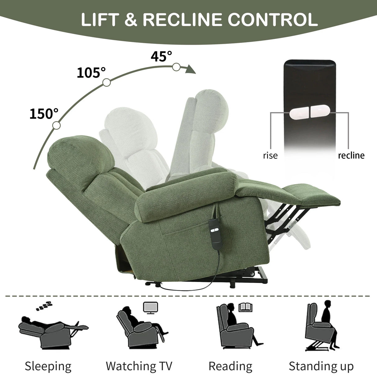 Oversized Power Lift Recliner Chai With Remote Control, Side Pocket, Spacious Seat - Furniture Home Direct
