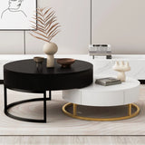 Nesting Coffee Tables Round Lift-Top Modern Black and White - Furniture Home Direct