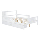 Platform Bed With Guardrails On Both Sides And 2 Storage Drawers - Furniture Home Direct