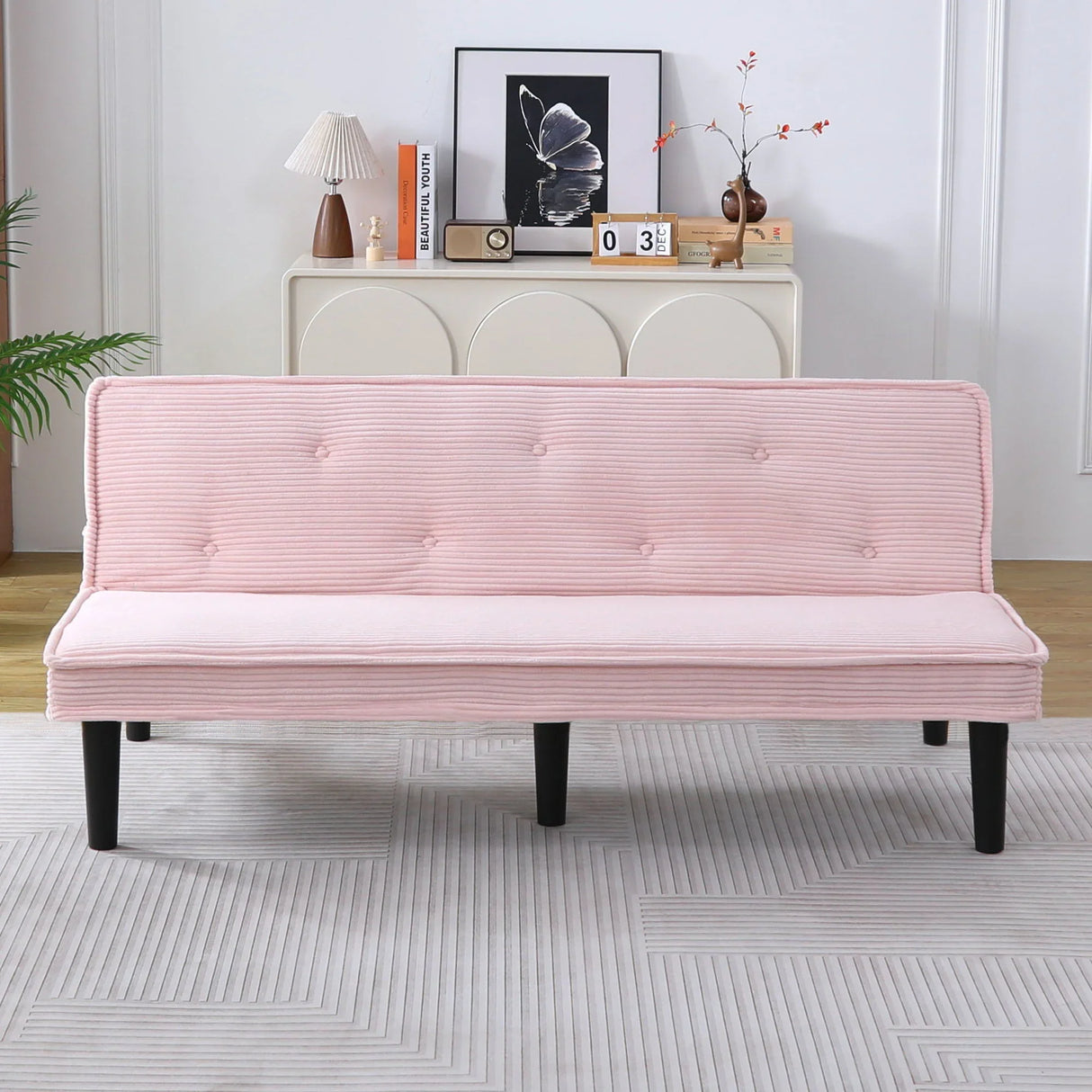 Versatile Corduroy Sofa Bed With Solid Wood Frame - Furniture Home Direct