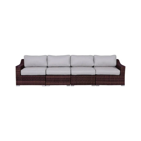 Contemporary Outdoor Rattan Wicker Sectional Seating Group With Cushions - Furniture Home Direct