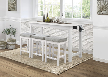 Counter Height Dining Set With USB Ports And Drawer White - Furniture Home Direct