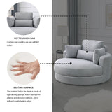 Linen Barrel Swivel Chair With Storage Ottoman - Furniture Home Direct