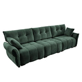 Elegant 3 Seater Sofa Set & Pillows Frame, High Rebound Cushions - Textured Green - Furniture Home Direct