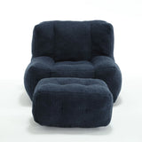 Modern Indoor Fluffy Bean Bag Chair With Memory Foam And Ottoman, Super Soft - Furniture Home Direct