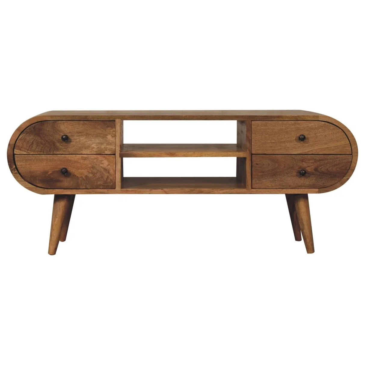 Circular Media Unit With 2 Open Slots - Furniture Home Direct