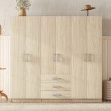 6 Doors Wardrobe Storage For Bedroom, With Big Drawers - Furniture Home Direct