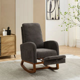 High Back Glider Rocking Chair With Retractable Footrest And Rubber Wood Legs - Furniture Home Direct