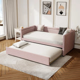 Modern Style Upholstered Daybed With Trundle For Guest Room, Small Bedroom