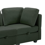 2 Pc Living room Set With Hidden Storage Under Seat and Adjustable Arms and Backs - Green - Furniture Home Direct