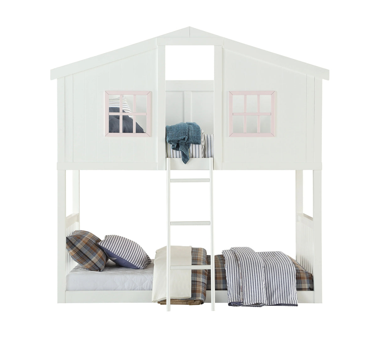 Rohan - Twin / Twin Bunk Bed - Pink / White - Furniture Home Direct