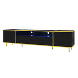 TV Stand For TVs Up To 80", Entertainment Center With 2 Shelves And LED Lights - Furniture Home Direct