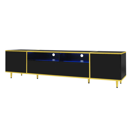 TV Stand For TVs Up To 80", Entertainment Center With 2 Shelves And LED Lights - Furniture Home Direct