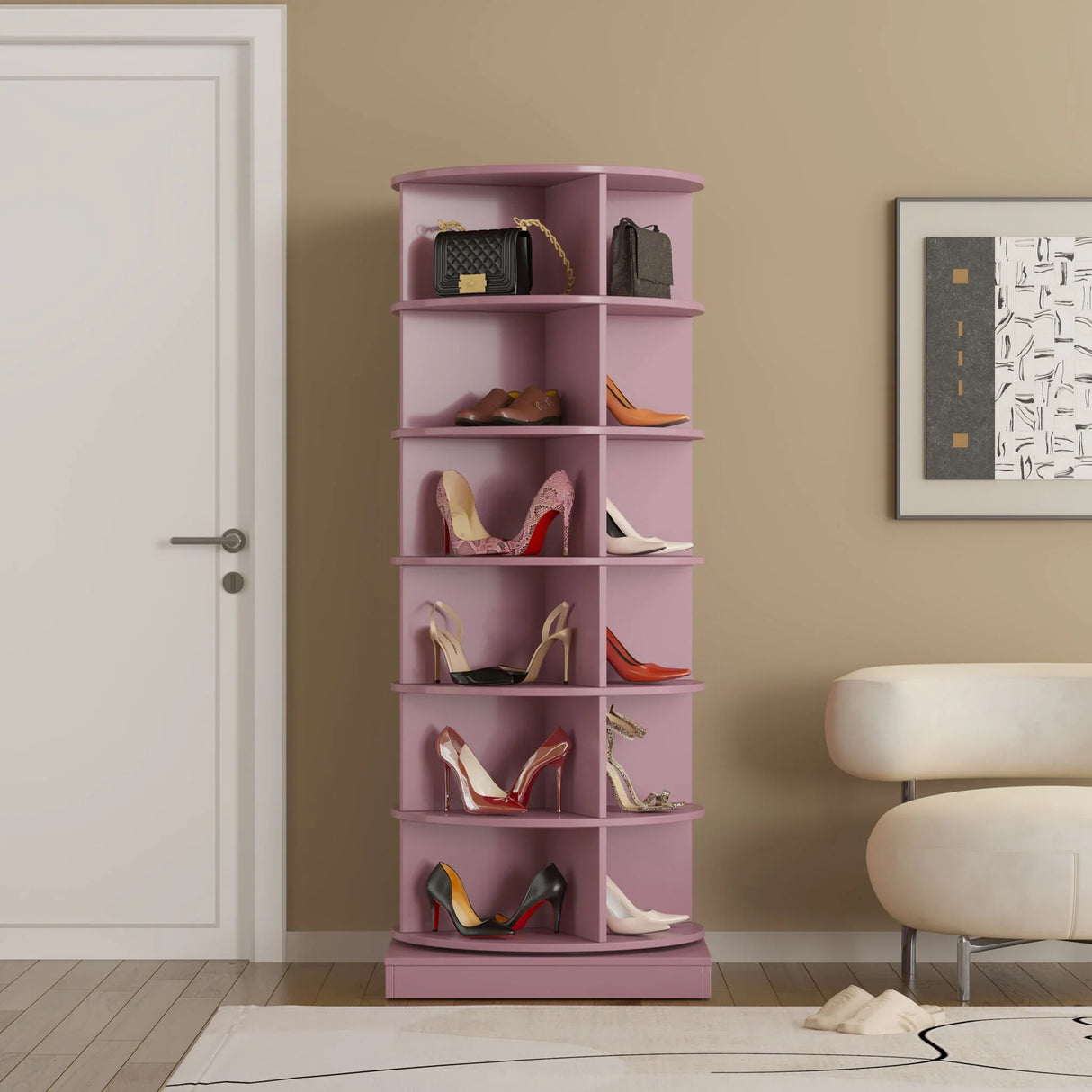 360 Rotating Shoe Cabinet 6 Layers - Furniture Home Direct