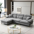 L Shaped Convertible Sectional Sofa 4 Seat Tufted Couch Set With Two Tone Adjust Legs Cloud Movable Ottoman - Furniture Home Direct