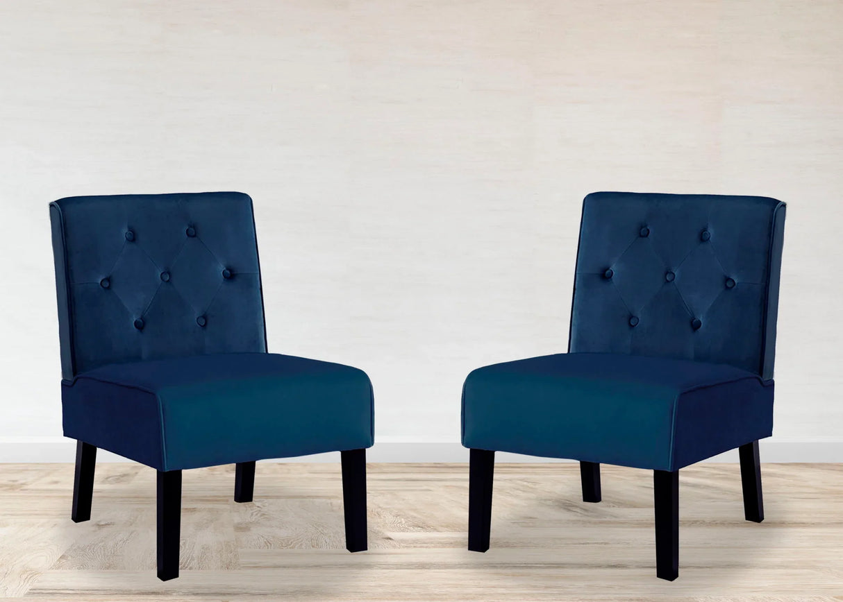 Reese - Living Room Armless Button Tufted Pattern Accent Chair (Set of 2) - Furniture Home Direct