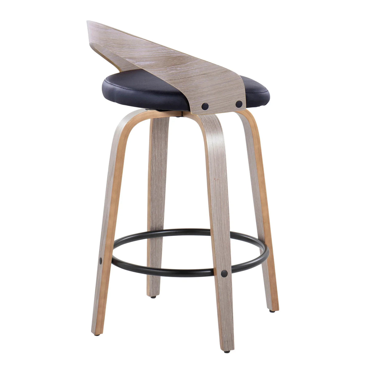 Grotto - Mid Century Modern Fixed Height Counter Stool With Swivel With Round Footrest (Set of 2) - Furniture Home Direct