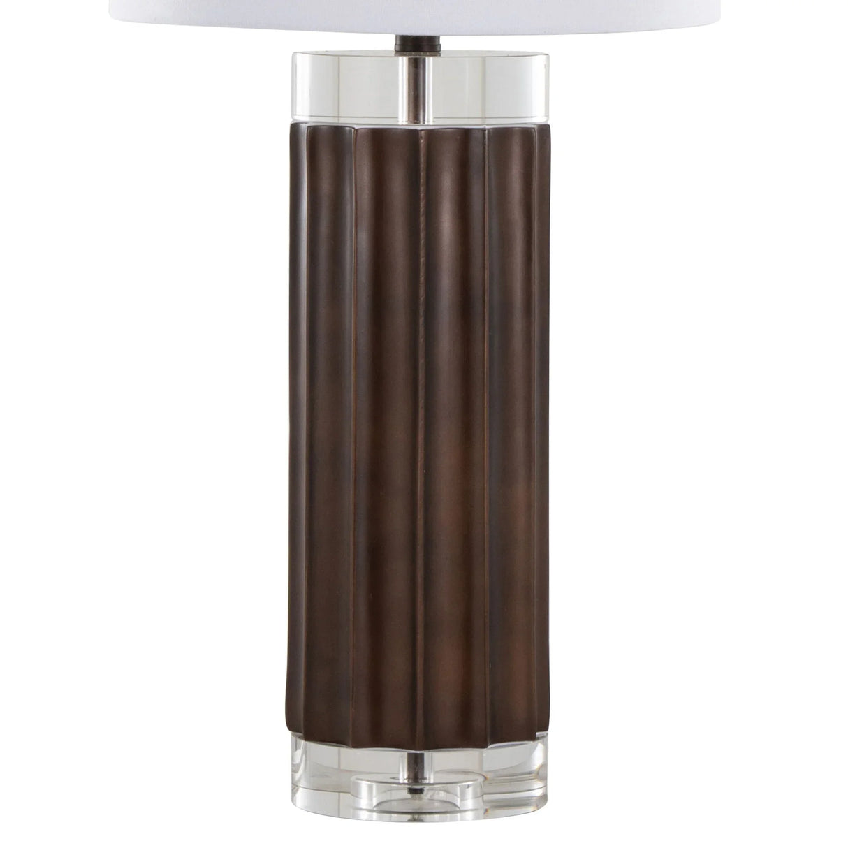 Cylinder - Fluted Contemporary Table Lamp (Set of 2) - Brown / Clear / White - Furniture Home Direct