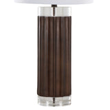 Cylinder - Fluted Contemporary Table Lamp (Set of 2) - Brown / Clear / White - Furniture Home Direct
