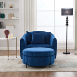 Oversized Velvet Swivel Barrel Accent Chair And Ottoman Set With Storage - Furniture Home Direct