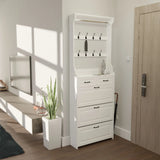 Shoe Cabinet With 3 Doors 2 Drawers With Hanger, Door With Shape, Large Space For Storage - Furniture Home Direct