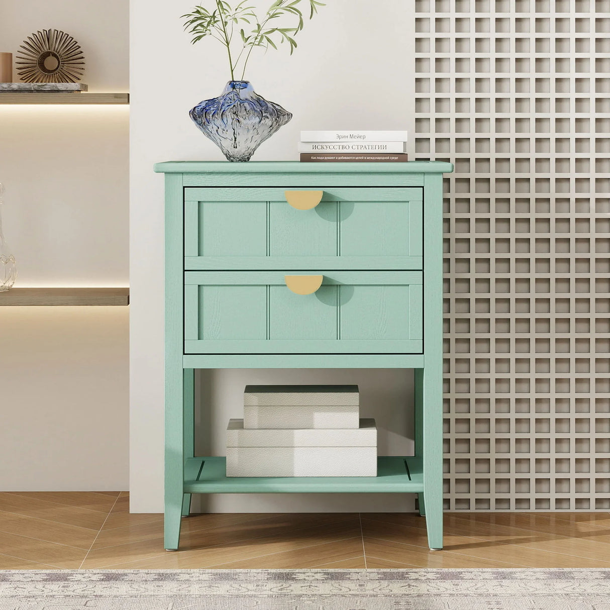 2 Drawer Side Table, American Style, End Table, Suitable For Bedroom, Living Room, Study - Furniture Home Direct