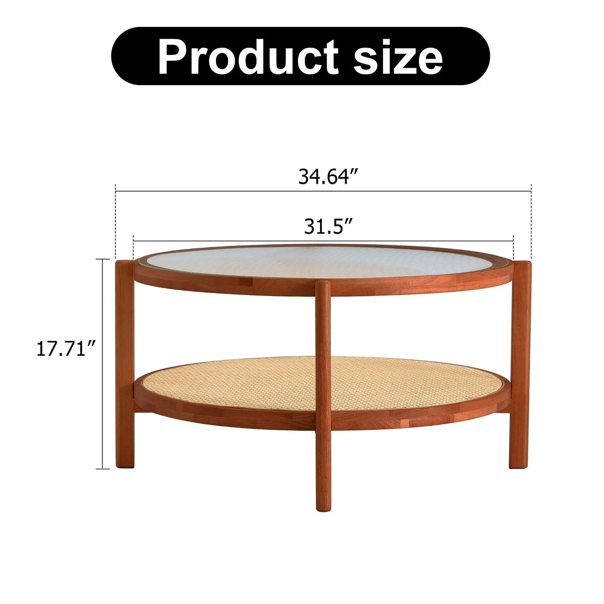 Modern Style Circular Double Layer Tea Table With Rattan Weave - Furniture Home Direct