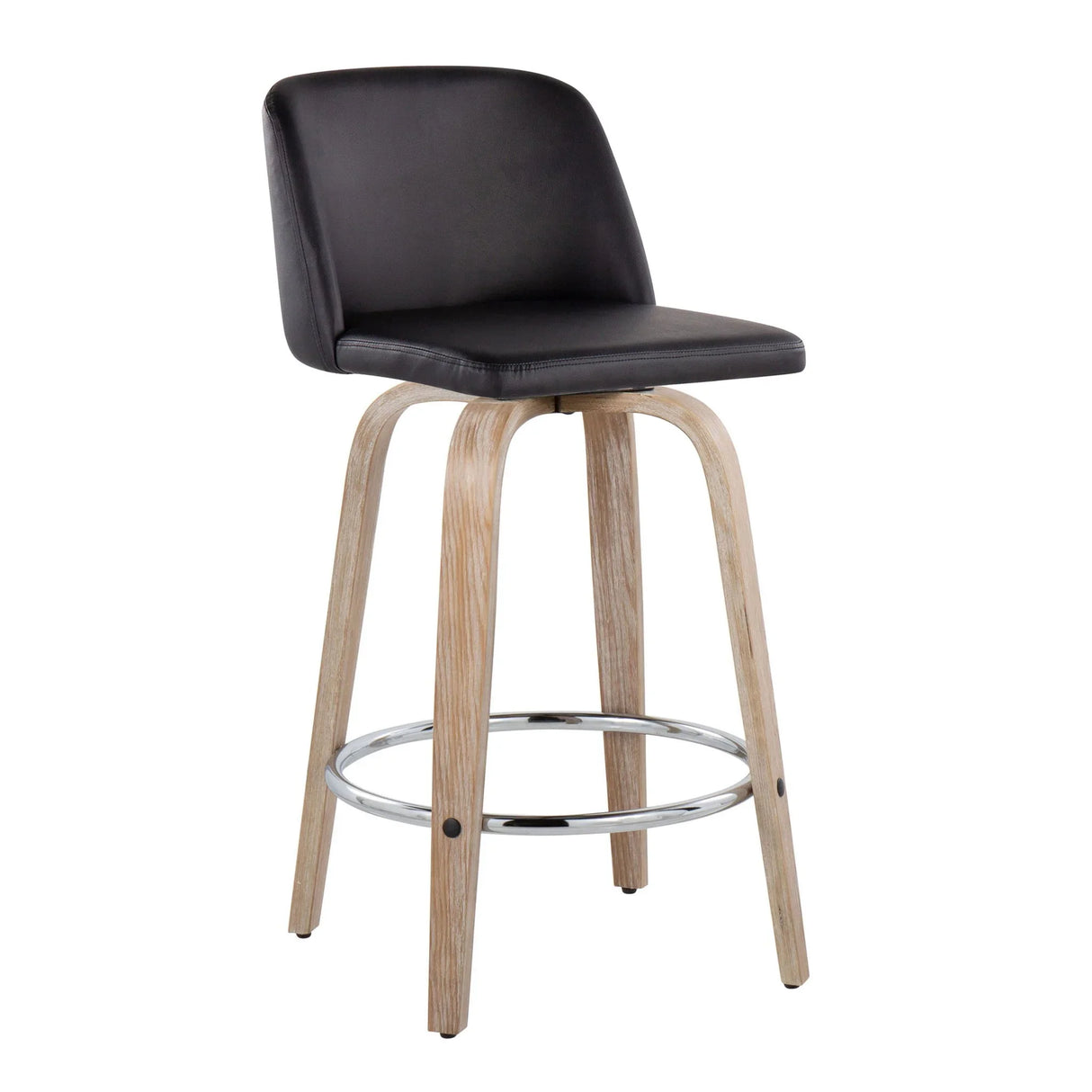 Toriano - Modern Design Fixed Height Counter Stool With Swivel With Round Footrest (Set of 2) - Furniture Home Direct