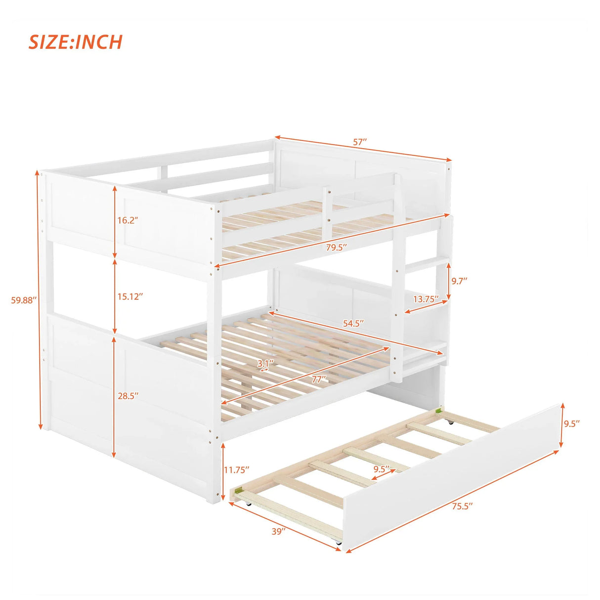 Bunk Bed With Twin Size Trundle - Furniture Home Direct