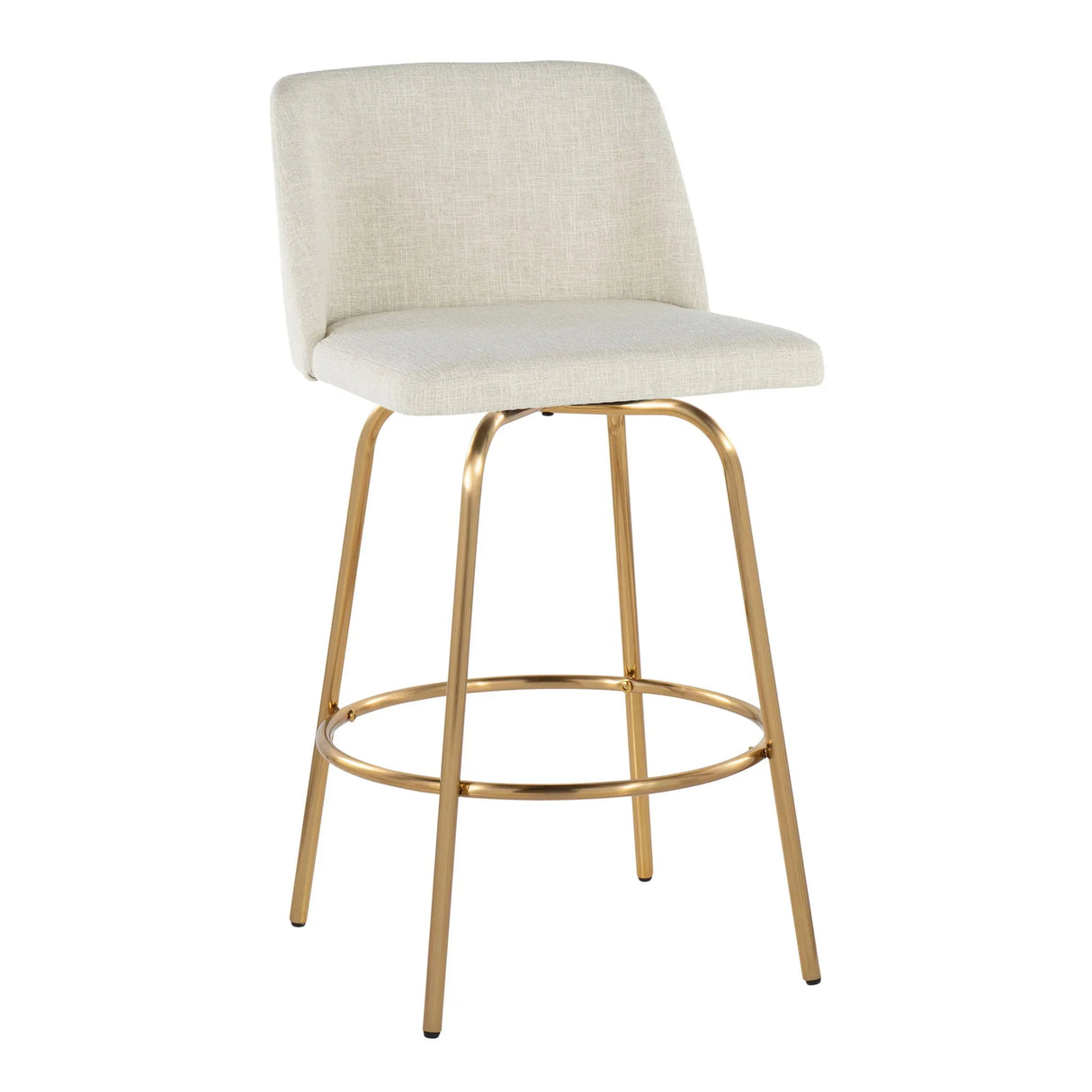 Toriano - Contemporary, Fixed Height Counter Stool With Swivel With Round Footrest (Set of 2) - Furniture Home Direct
