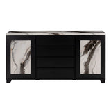 Stacey - Buffet With Storage Drawers And Marble Detailing - Black / Marble - Furniture Home Direct