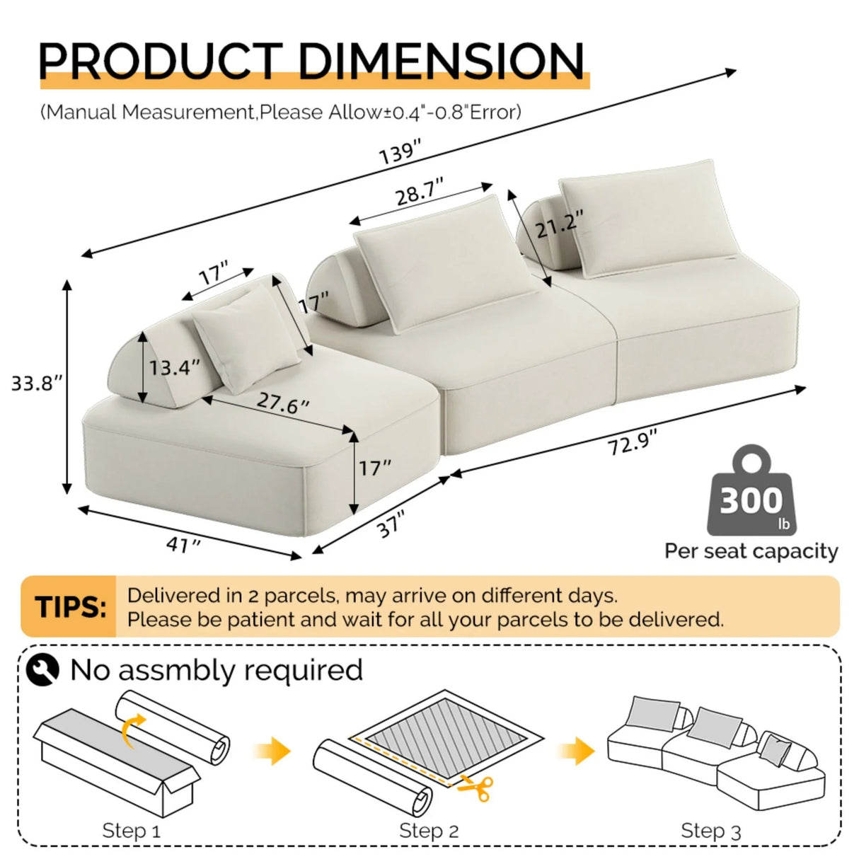 Modern Luxury Oversized Modular Sectional Sofa Set - Furniture Home Direct
