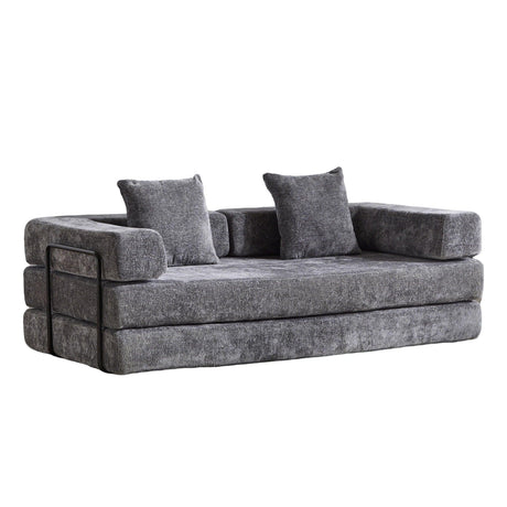 Convertible Floor Sofa Bed With Pillow Back Support Armrest - Furniture Home Direct