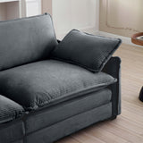 Two-Piece Corduroy Living Room Set (Sofa and Love Seat) - Gray - Furniture Home Direct