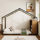 Bed House Frame With Shelves And Lights - Furniture Home Direct