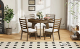 Dining Set Round Table With Four Upholstered Chairs Walnut - Furniture Home Direct