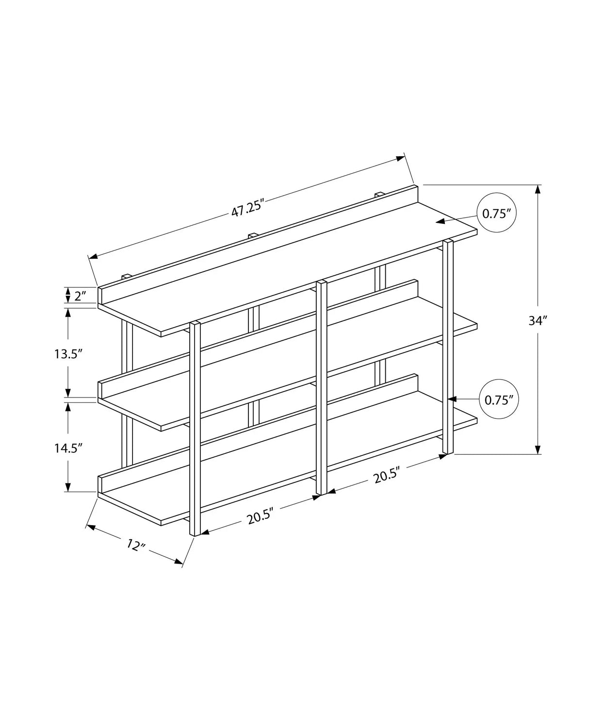 Accent Console Table For Entryway, 3 Tier Design - Furniture Home Direct