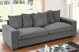 Luxe Corduroy Sofa With 5 Matching Toss Pillows, Sleek Design, Spacious And Comfortable 3 Seater Couch - Furniture Home Direct