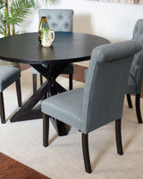 Dining Set Round Table With Four Upholstered Chairs Black - Furniture Home Direct