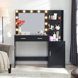 Vanity Desk With Mirror And Lights, 46.4In Dressing Table With 2 Large Drawer & Large Vertical Organizer, 3 Level Dresser & 3 Lighting Modes Adjustable Brightness, Suitable For Bedroom - Furniture Home Direct