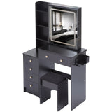 Vanity Table with Cushioned Stool Modern Finish Black - Furniture Home Direct