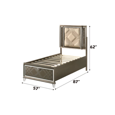 Skylar - Full Bed With LED & Storage - Dark Champagne - Furniture Home Direct