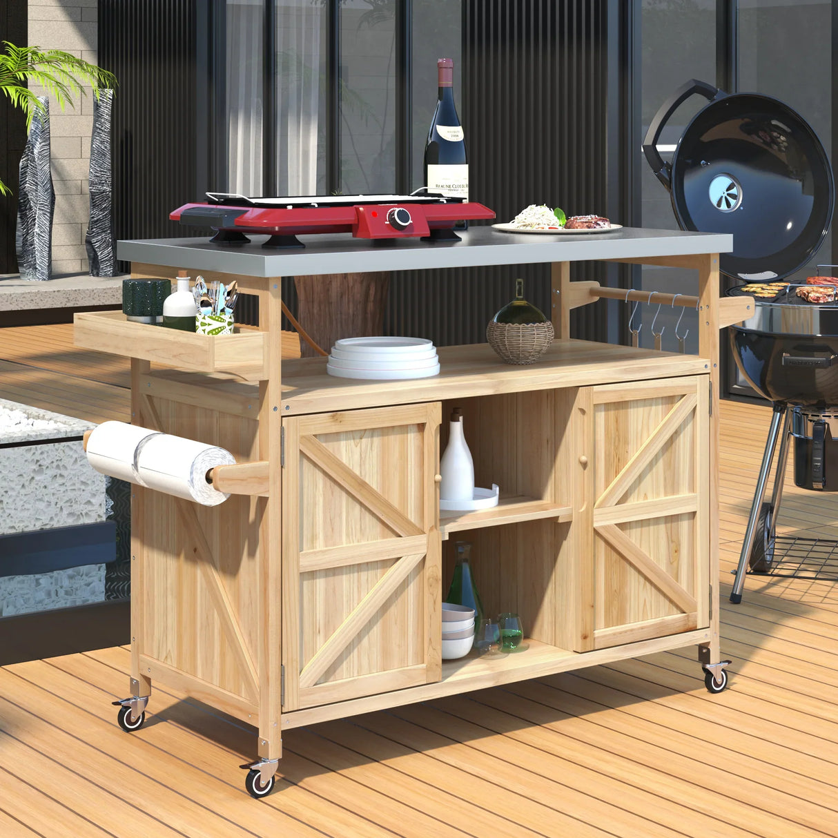 K&K Outdoor Kitchen Island & Storage Cabinet - Furniture Home Direct